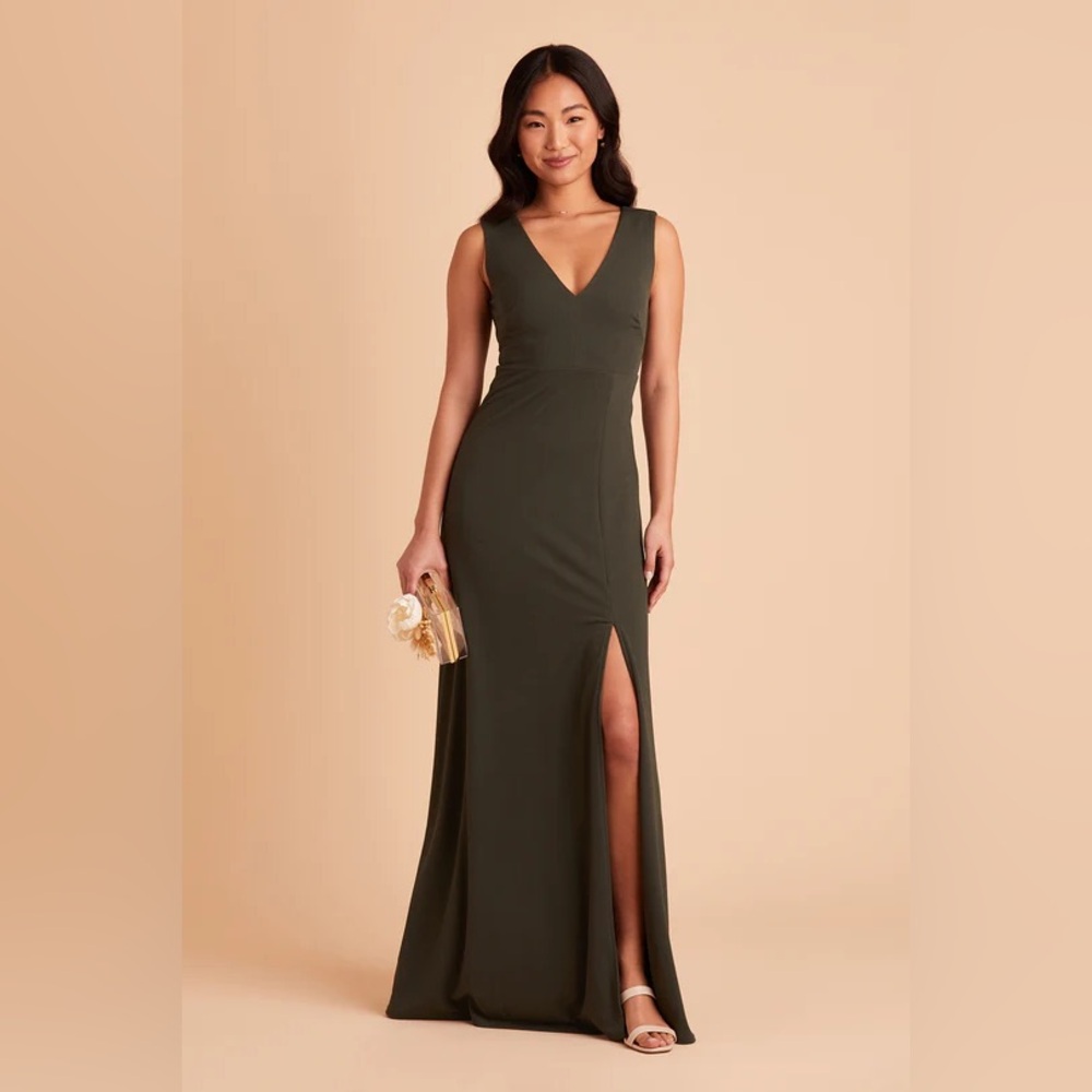 Birdy Grey Shamin Crepe Bridesmaid Dress - Olive size Large